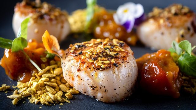Essence Indian restaurant Tunbridge Wells Kent Spiced Scallops