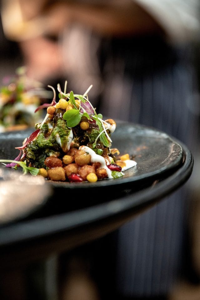 A beautifully plated dish from the bespoke six-course tasting menu, perfectly paired with fine wine from Ellis Wines at Essence in Kent.