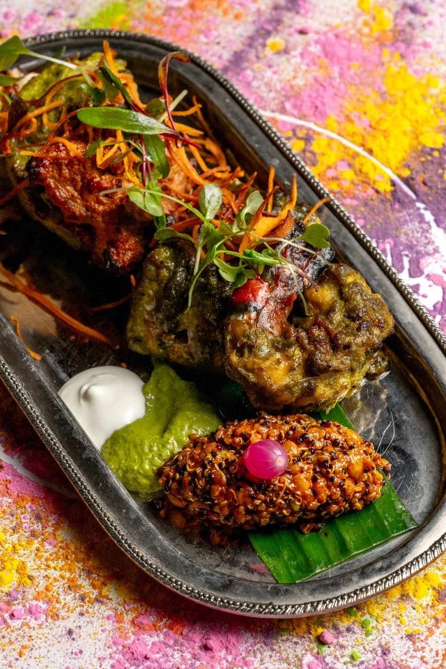 A beautifully presented Chicken Reshmi Kebab, part of the exclusive Holi celebration menu at Essence in Royal Tunbridge Wells.