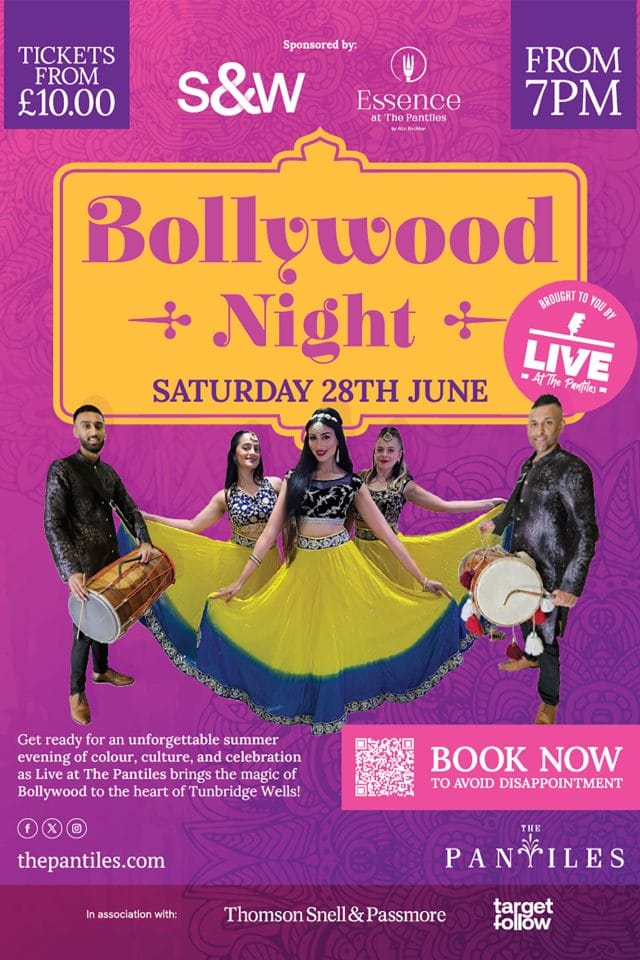 Al fresco terrace dining for Bollywood Night at The Pantiles live music series in Tunbridge Wells.