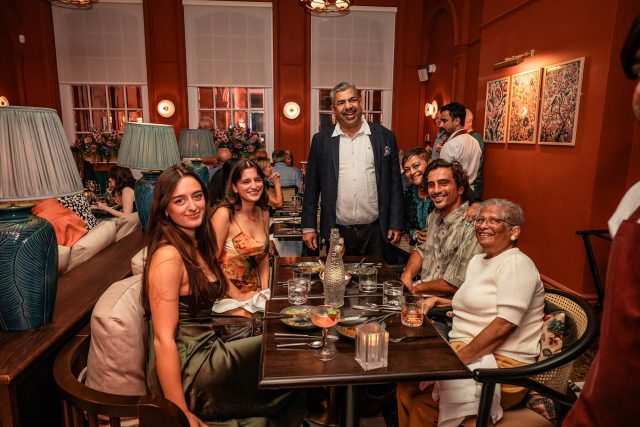 An elegant pan-Indian fine dining table setting prepared for a Mother's Day celebration at Essence by Atul Kochhar in Tunbridge Wells.