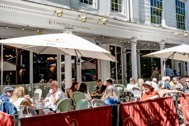 Guests enjoying outdoor dining at Essence during Live at The Pantiles in Tunbridge Wells.